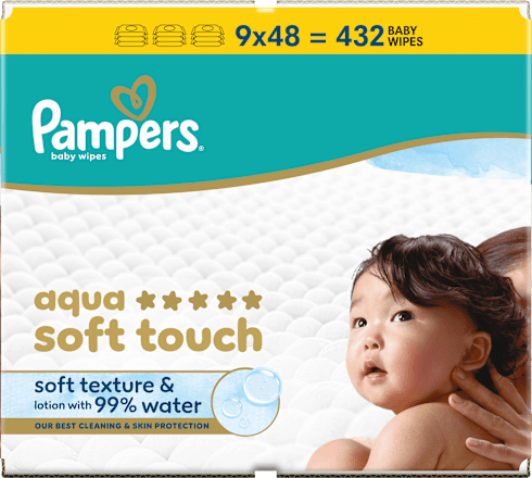 Vlažilni robčki Aqua soft touch 9 x 48 Pampers baby-dry
