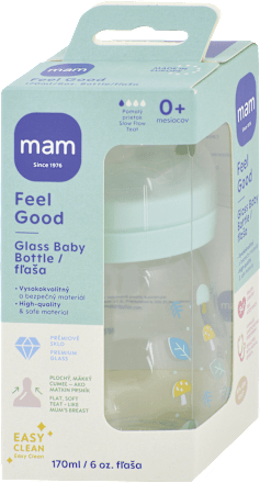 Sklenená flaša Feel Good - 0+m, 170 ml mam