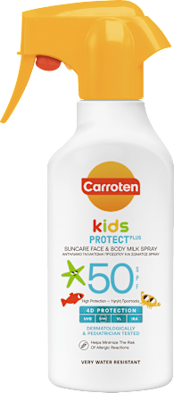 Слънцезащитно спрей-мляко kids Protect SPF50 Carroten