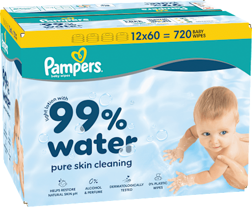 Vlažilni robčki 99 % Water, 12 × 60 Pampers