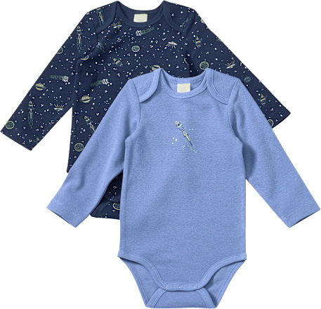 Bodys Langarm mit Weltraum-Motiv, blau, Gr. 74/80 ALANA
