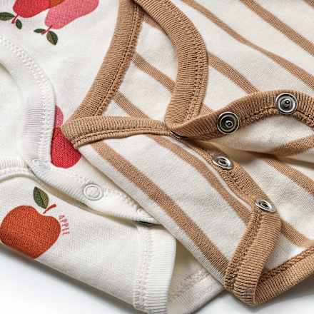 Bodys Langarm mit Obst-Muster, beige, Gr. 86/92 ALANA
