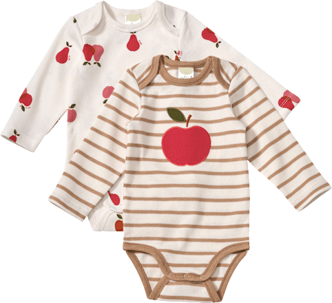Bodys Langarm mit Obst-Muster, beige, Gr. 86/92 ALANA
