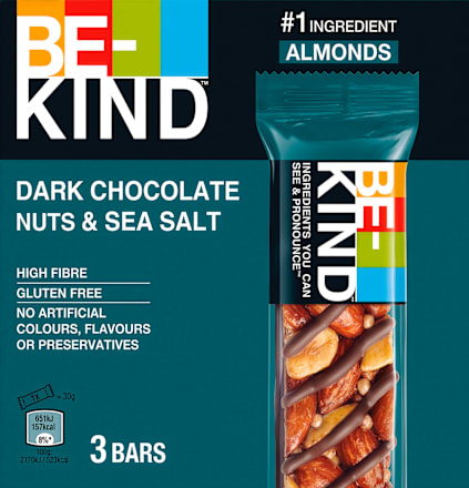 Nussriegel Dark Chocolate Nuts & Sea Salt (3x30 g) BE-KIND