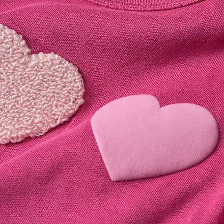 Langarmshirt mit Herz-Applikation & Ripp-Struktur, rosa + beige, Gr. 74 ALANA