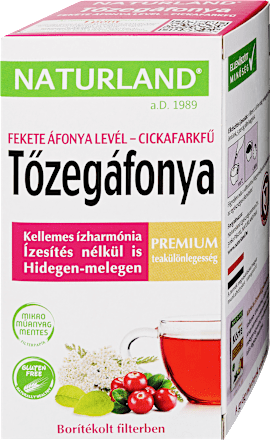 Tőzegáfonya-feketeáfonya ízű gyümölcstea, 20 filter NATURLAND