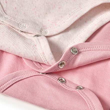 Bodys Langarm mit Ripp-Struktur, rosa + beige, Gr. 74/80 ALANA