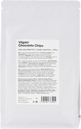 Kúsky horkej čokolády Chocolate Chips vilgain