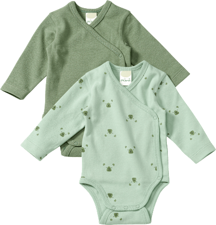 Bodys Langarm mit Bären-Muster, grün, Gr. 50/56 ALANA