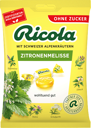 Bonbons Schweizer Alpenkräuter Zitronenmelisse zuckerfrei Ricola