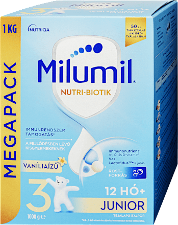 Nutri-Biotik 3 Junior vaníliaízű tejalapú italpor 12 hónapos kortól Milumil