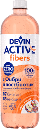 Вода с фибри и постбиотик fibers, с вкус на ябълка и череша DEVIN