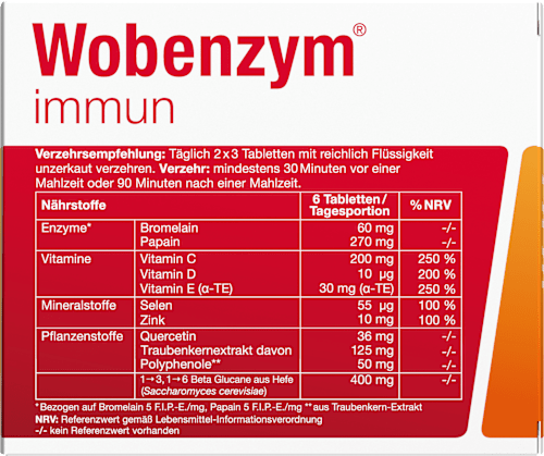 Wobenzym immun, Enzymkombination, magensaftresistente Tabletten Wobenzym