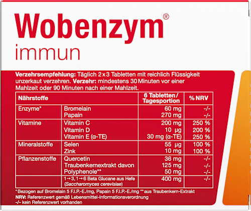 Wobenzym immun, Enzymkombination, magensaftresistente Tabletten Wobenzym