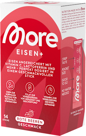 Eisen+ Sticks 14 St, Rote Beeren Geschmack More Nutrition