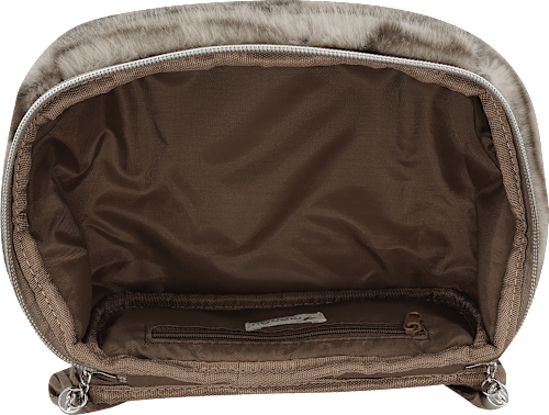 Kosmetiktasche rund in Felloptik beige manòu