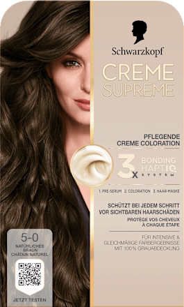 Dauerhafte Coloration Creme Supreme - Nr. 5-0 Natürliches Braun Schwarzkopf CREME SUPREME