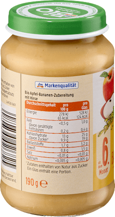 Frucht & Getreide Apfel mit Banane und Hirse ab dem 6. Monat dmBio
