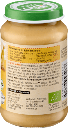 Frucht & Getreide Apfel mit Banane und Hirse ab dem 6. Monat dmBio