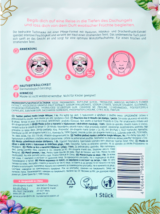 Mintás szövetmaszk minden bőrítpusra Jungle Whisper lajhár Balea