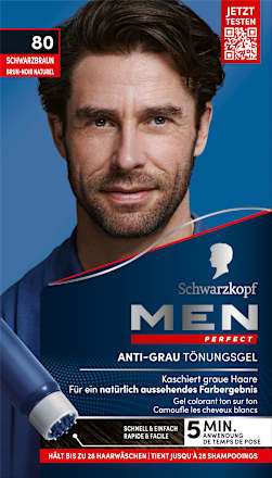 Anti-Grau Tönungs-Gel - Nr. 80 Natur Schwarzbraun Schwarzkopf Men Perfect