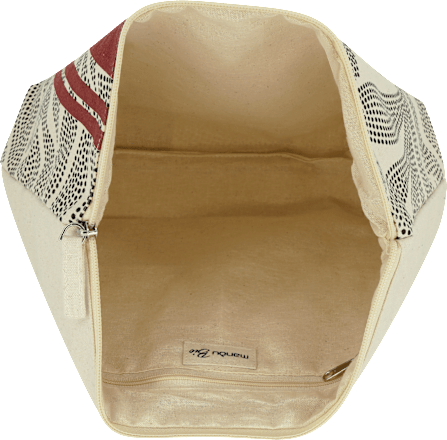 Kulturtasche mit Blauttmuster klein beige manòu