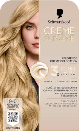 Dauerhafte Coloration Creme Supreme - Nr. 9-0 Natürliches Hellblond Schwarzkopf CREME SUPREME
