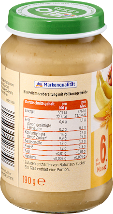 Frucht & Getreide Früchte-Allerlei mit Vollkorn ab dem 6. Monat dmBio