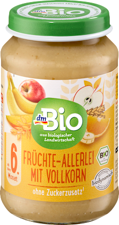 Frucht & Getreide Früchte-Allerlei mit Vollkorn ab dem 6. Monat dmBio