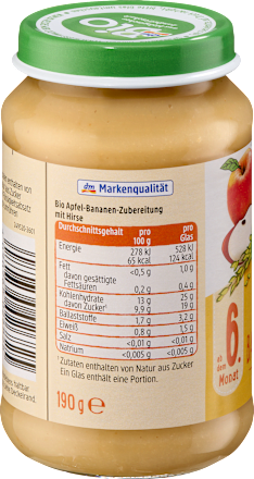 Frucht & Getreide Apfel mit Banane und Hirse ab dem 6. Monat dmBio