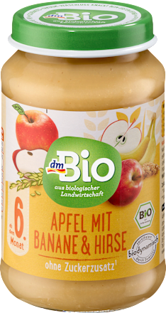 Frucht & Getreide Apfel mit Banane und Hirse ab dem 6. Monat dmBio