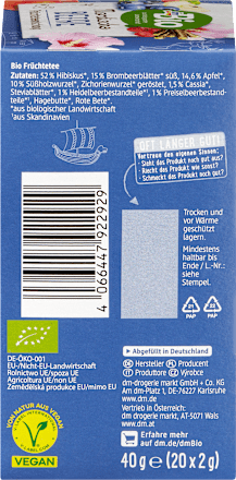 Früchtetee, Nordische Beere mit Heidelbeere & Preiselbeere (20 Beutel) dmBio