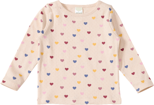Langarmshirt mit Herz-Muster & Ajour-Struktur, beige, Gr. 92 ALANA