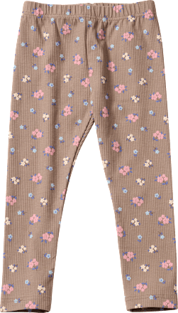 Leggings mit Blumen-Muster & Ripp-Struktur, braun, Gr. 116 ALANA