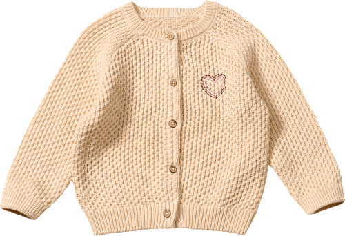 Strickjacke mit Herz-Stickerei, beige, Gr. 92 ALANA