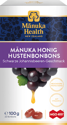 Manuka Honig Hustenbonbons Schwarze Johannisbeeren-Geschmack Manuka Health