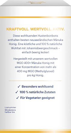 Manuka Honig Hustenbonbons Schwarze Johannisbeeren-Geschmack Manuka Health