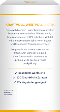 Manuka Honig Hustenbonbons Ingwer & Zitronen-Geschmack Manuka Health