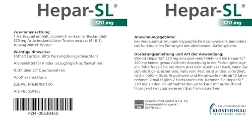 Hepar-SL 320 mg Artischockenblätter-Trockenextrakt Hartkapseln Hepar-SL