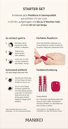 Starterset UV Gel Nagelfolien Pediküre Cherry Bomb Maniko