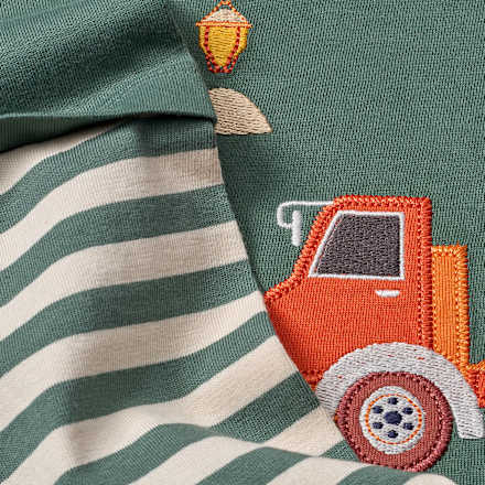 Langarmshirt mit Baustellen-Motiv, grün, Gr. 98 ALANA