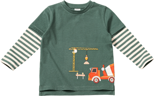 Langarmshirt mit Baustellen-Motiv, grün, Gr. 98 ALANA