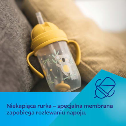 Kubek niekapek z rurką i odważnikiem 270 ml Exotic Animals różowy Canpol babies