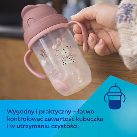 Kubek niekapek z rurką i odważnikiem 270 ml Exotic Animals różowy Canpol babies
