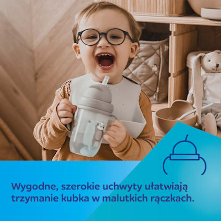 Kubek niekapek z rurką i odważnikiem 270 ml Exotic Animals różowy Canpol babies