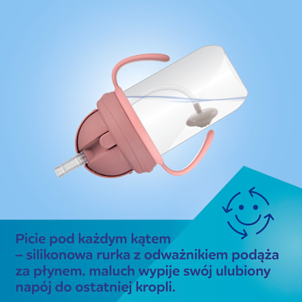 Kubek niekapek z rurką i odważnikiem 270 ml Exotic Animals różowy Canpol babies