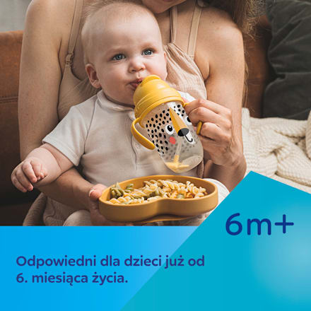 Kubek niekapek z rurką i odważnikiem 270 ml Exotic Animals różowy Canpol babies
