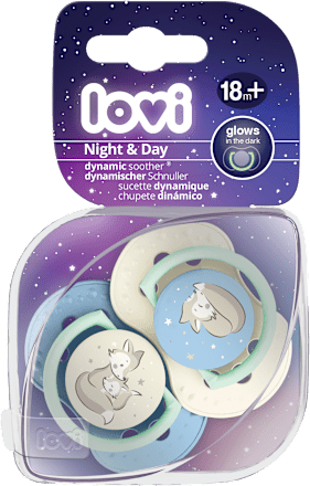 Smoczek silikonowy dynamiczny 18+ m Night & Day Boy LOVI
