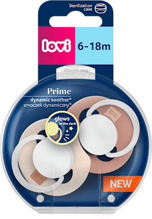 Smoczek silikonowy, dynamiczny Prime 6-18m Ivory Glow/Blush Glow LOVI