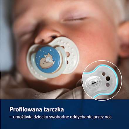 Smoczek silikonowy dynamiczny 18+ m Night & Day Boy LOVI